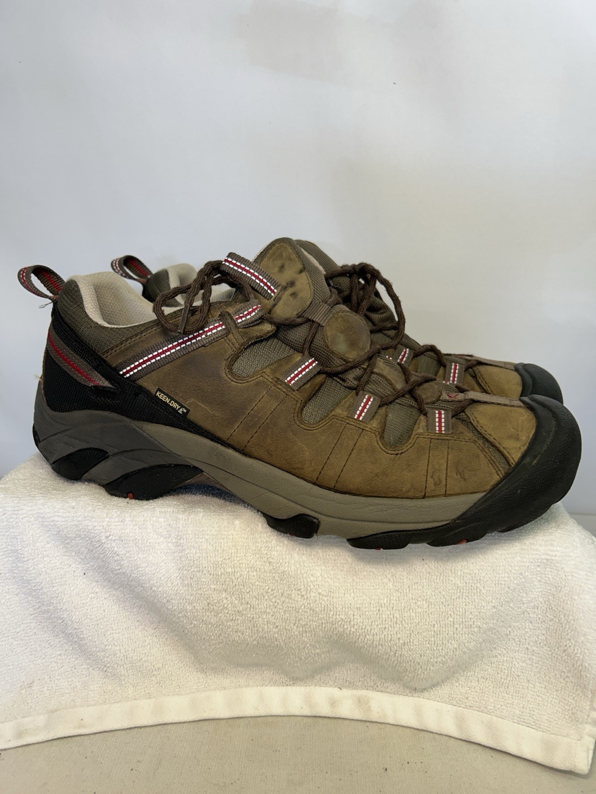 Scarpa da trekking Keen Bojr 1216 Keen Dry uomo TAGLIA 13 pelle marrone accenti rossi