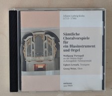 Krebs Choralvorspiele Blasinstrument Orgel - Portugall Lewark Weiss  unisono  CD