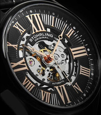 Stührling Automatic Skeleton Black Gold