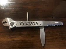 Adjustable Wrench Multi Tool w/ Screwdriver  Knife Saw File Stainless