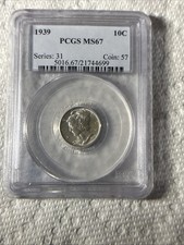 1939 Mercury Dime MS67 PCGS