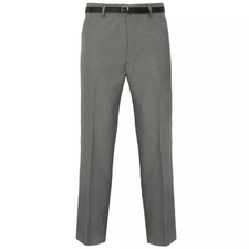 MENS TROUSERS OFFICE BUSINESS WORK FORMAL CASUAL SMART BELT POCKETS DRESS PANTS