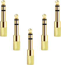  Updated Version 5-Pack Stereo Audio Adapter 6.35mm 1/4 inch Male to 3.5mm 1/
