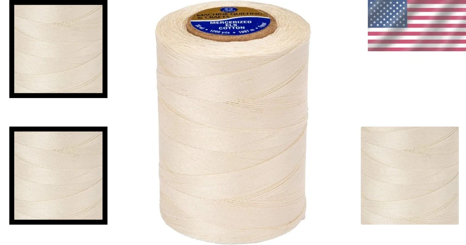 Hilo acolchado de algodón ligero 1200 yardas crema de cáscara de huevo para costureras Foto 2 de 4