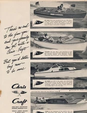 Magazine Ad - 1947 - Chris Craft Boats - Algonac, MI - 4 models shown -(#3)