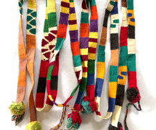 3 VINTAGE GUATEMALAN SASH BELT HANDWOVEN MULTICOLOR COTTON FOLK ART BOHO LOT