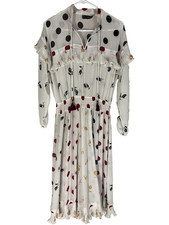 Vintage Diane Freis Women's Georgette White Floral Long Sleeve Dress