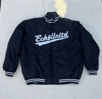 Marc Ecko Unltd Bomber Baseball Jacket Mens Size 2XL Black Unlimited Y2K