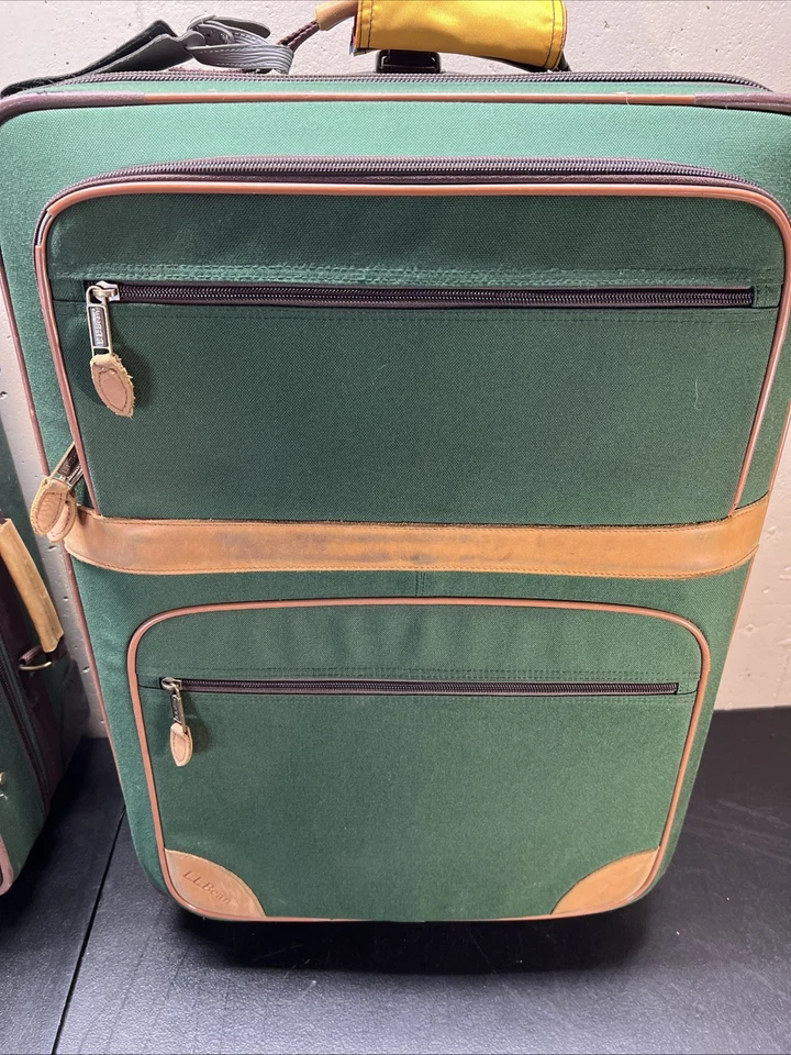 3 Piece Green L.L. Bean Vintage Luggage Set. - Image 3 of 4