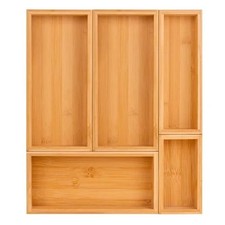 bamboo drawer organizer Set  expandable drawer dividers,wooden 1 X 5PCS Natural