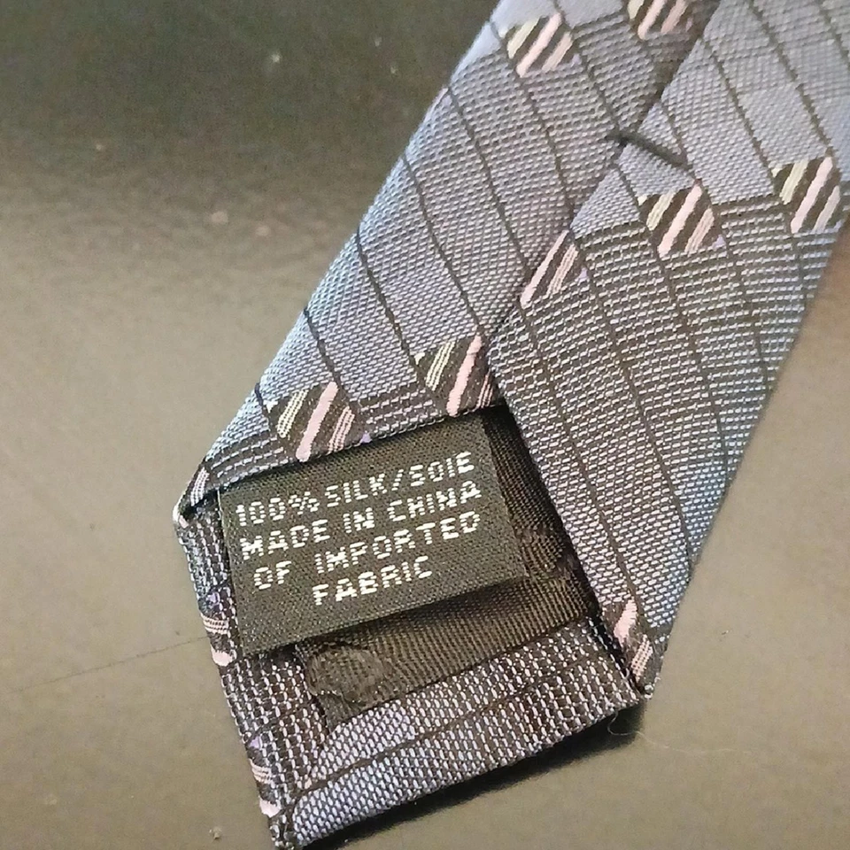 ¡Haz una oferta! Corbata texturizada azul y gris Dkny con rayas diagonales Foto 3 de 3