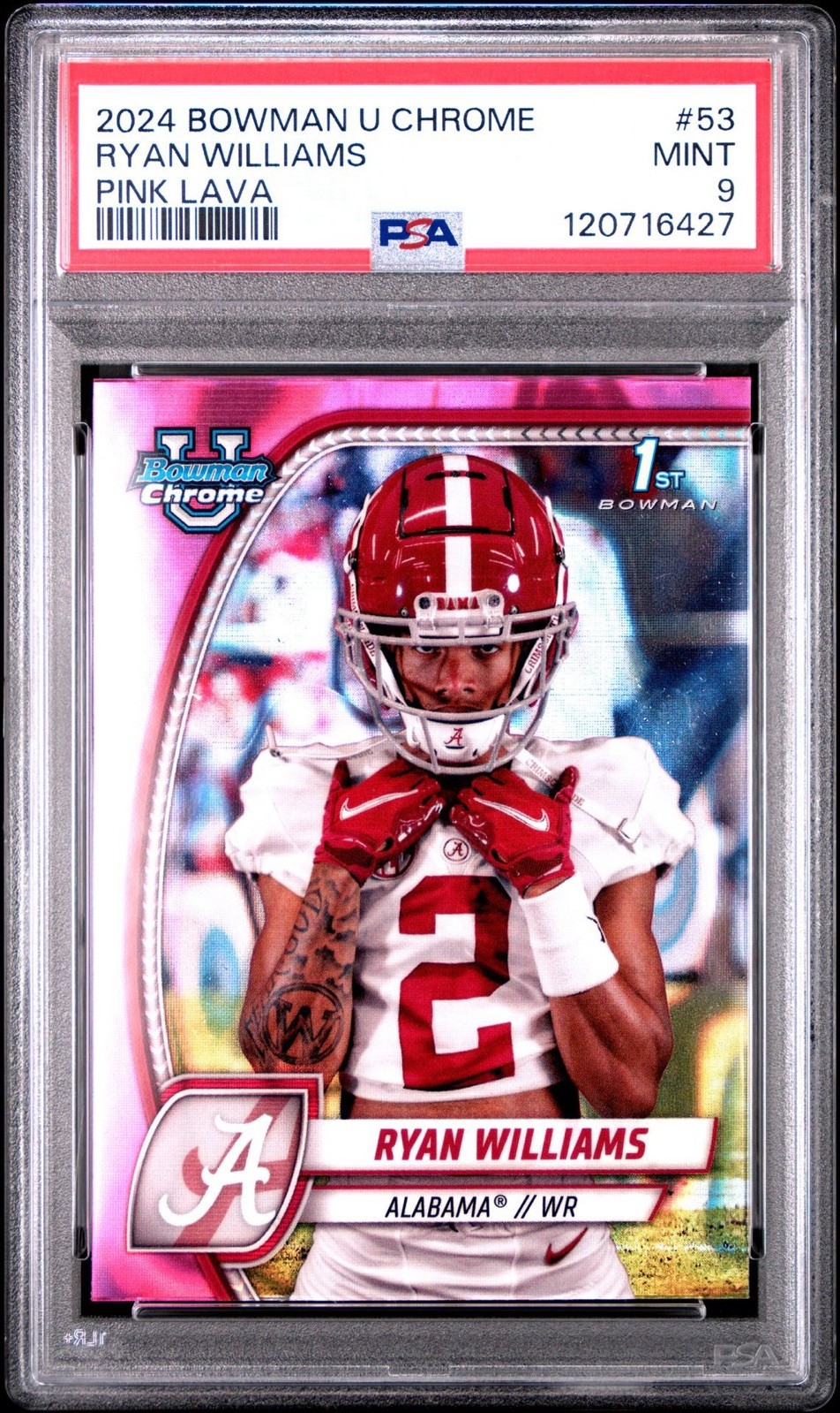 2024 Bowman U Chrome Ryan Williams 1st Pink Lava Refractor PSA 9 Alabama