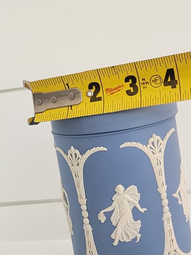 Large Wedgwood Light Blue Jasperware Dancing Hours Tea Canister Made for Harrods - Picture 11 of 11