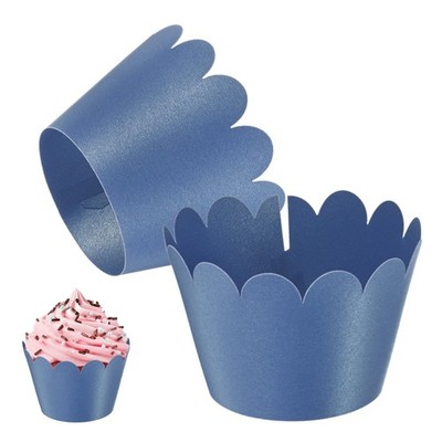 100 PCS Navy Blue Wave Standard Cupcake Wrapper Baking Cups Party Decor Paper