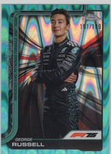 2025 Topps Chrome F1 George Russell #7 Aqua RayWave Refractor 191/199