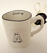 Halloween Ghost Mug White Black Drink Up Ceramic Coffee Cup New