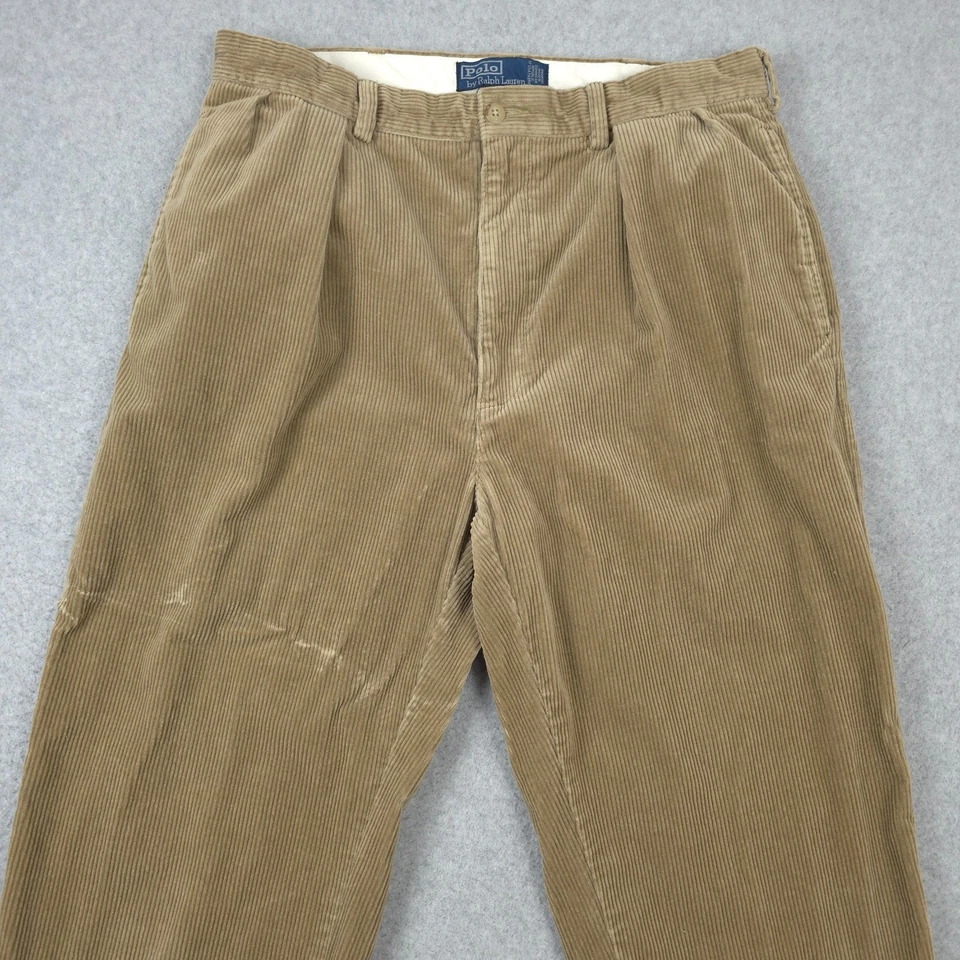 Pantalones de Colección Polo Ralph Lauren Para Hombre 34x32 Pana Plisada Andrew Pantalones Foto 2 de 4