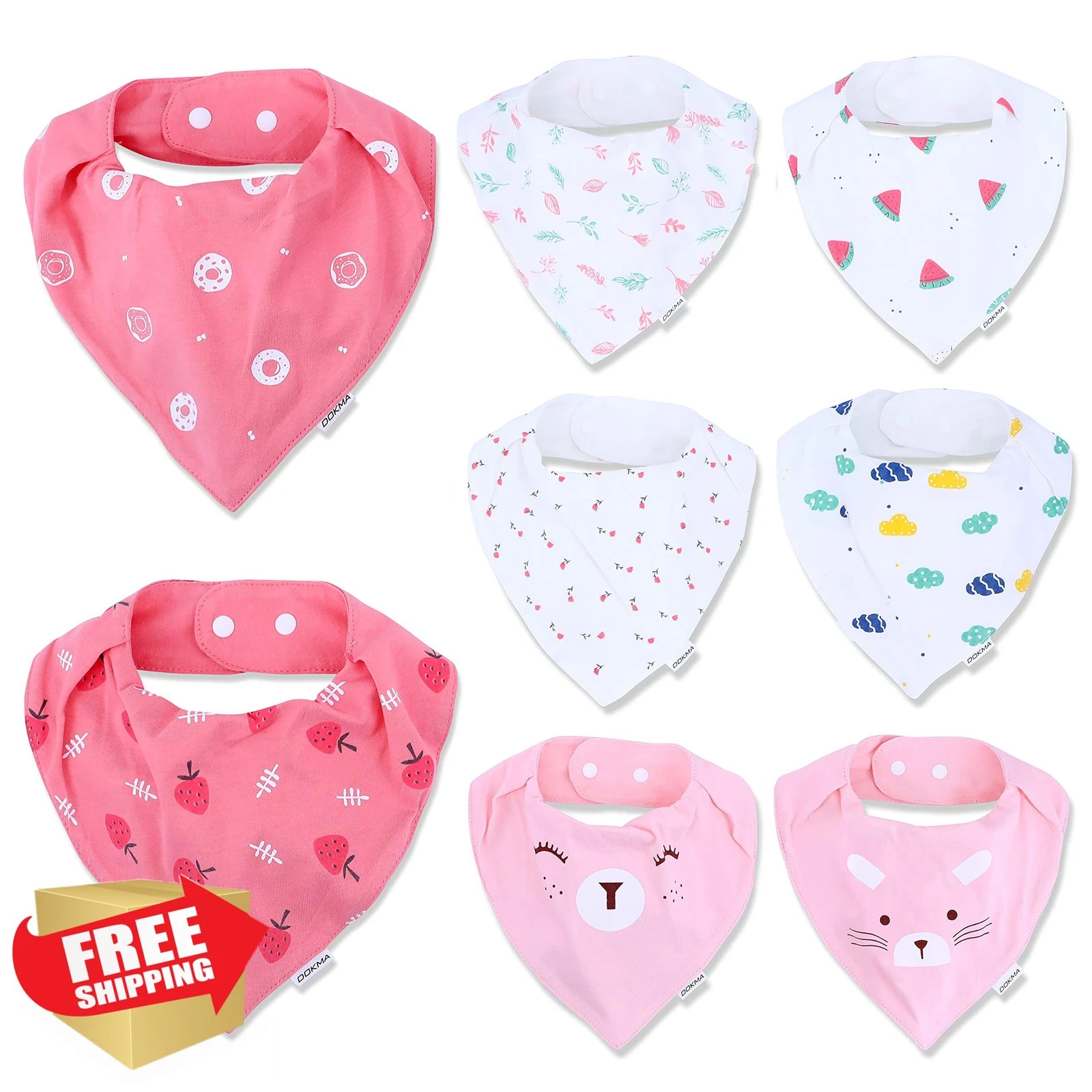 DOKMA 8 Organic Cotton Drool Bibs Pink
