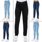 Enzo Womens Mom Jeans Ladies Tapered Fit Stretch Denim High Rise Trousers