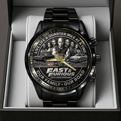 Fast & Furious 25th Anniversary Black Stainless Steel Watch   24843