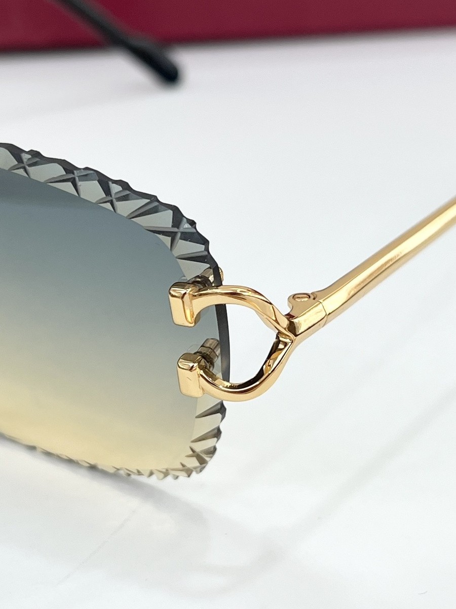Cartier CT02031 Rimless Sunglasses Gold Faceted Photochromic Lens