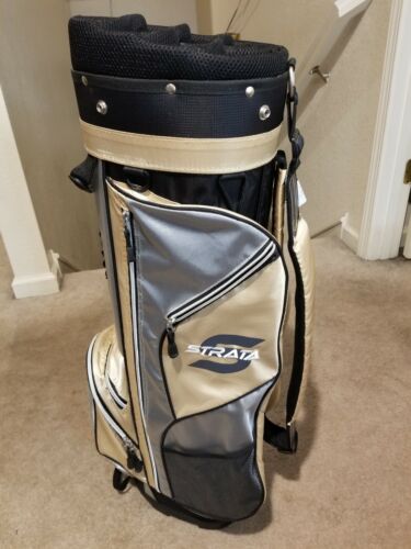 Cal. Strata Stand Golf Bag 7 Way Divider GOLD GRAY Golf Club Bag W/ Straps
