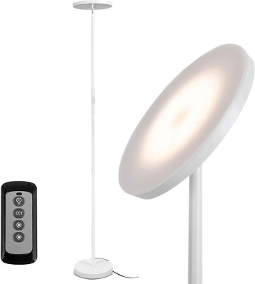 Super Bright 30W LED Floor Lamp with Remote & Touch Control - Pearl White