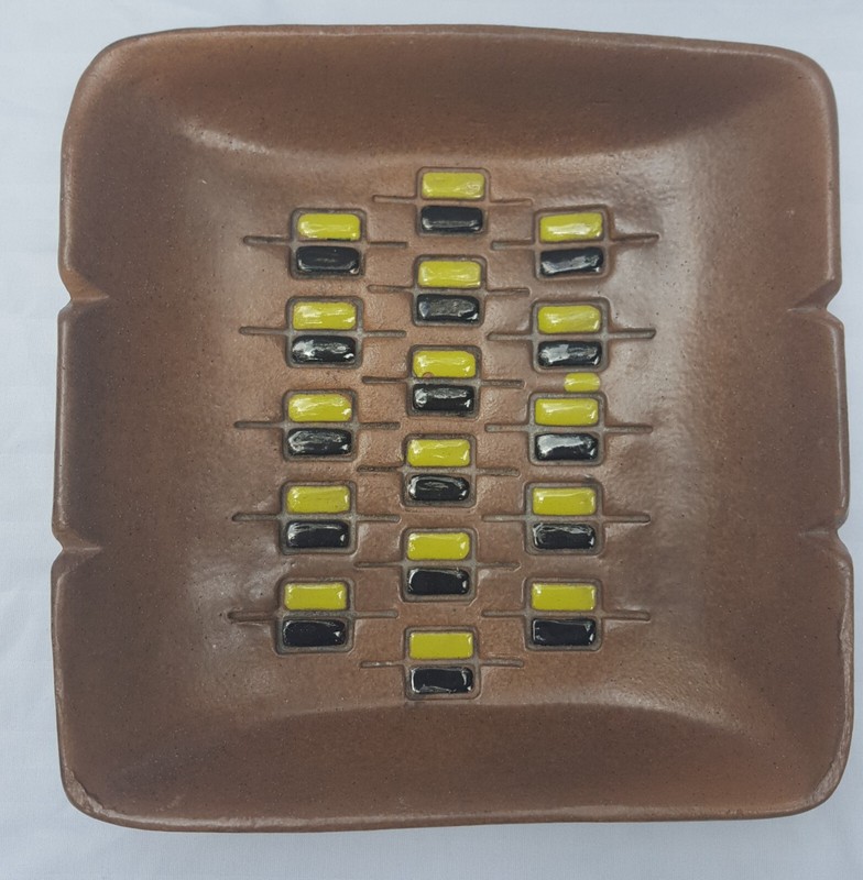 MID CENTURY MODERN ORIGINAL ALDO LONDI DESIGN BITOSSI 8'' ART POTTERY ASHTRAY !!