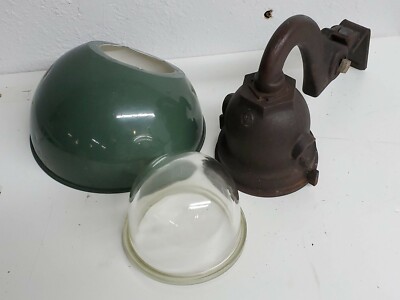 Vintage LM Line Material Co. Industrial Lamp Light- Porcelain Shade / Cast Iron