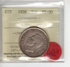 1938 Canada 50 Cent King George VI Silver Coin VF-30 ICCS Graded