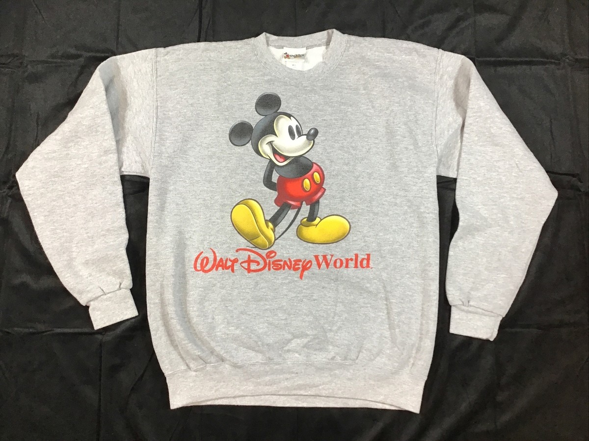 Vintage Walt Disney World Sweatshirt Mickey Mouse 90s USA Gray