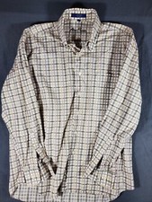 Alan Flusser Plaid Button Down Long Sleeve Casual Shirt, Size L