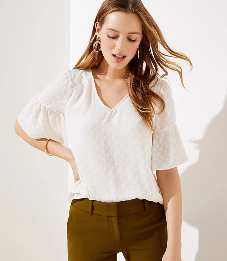 loft ruffle sleeve top