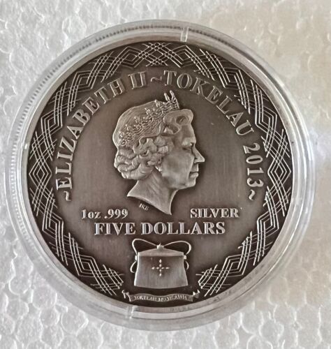 Tokelau 2013 Pasific Crocodile $5 1 Oz Silver Antiqued Coin with COA - Picture 4 of 4