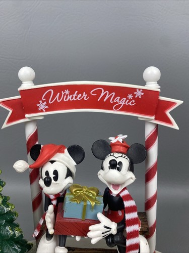Mickey Minnie Pluto Animated Musical Lighted Mail Box Winter Magic Pond Figurine - Picture 6 of 19