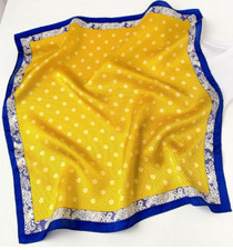 100 Silk 20  small Scarf Women neckerchief Wrap dot yellow