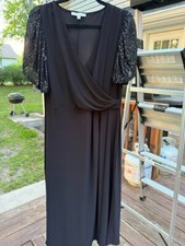 Chaus New York Formal Black Short Sleeve Large