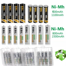 EBL 1.2V Double A, Triple A 800mah/2300mAh lot AA AAA Rechargeable Battery + Box