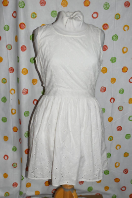 Fun & Flirt white EYELET WOMENS Large above knee length fun summer DRESS  EUC | eBay