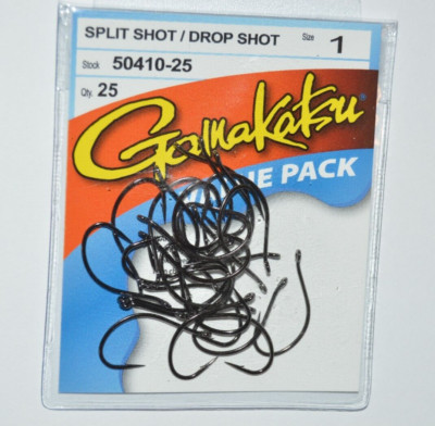 gamakatsu split shot bass drop shot hooks size 1 hooks value pack 50410-25