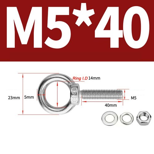 Stainless steel lifting eye bolt A2 Marine grade longshank nut M3 M4 M5 M6- M30 - Picture 29 of 119
