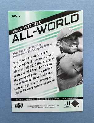 2022 Upper Deck Goodwin Champions Tiger Woods All-World Green 14