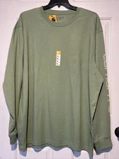 NWT CARHARTT Men's Loose Fit Long Sleeve Spell-out T-Shirt Green  2XL
