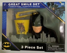 Batman DC Comics Travel Toothbrush, Holder  Rinse Cup Great Smile Set