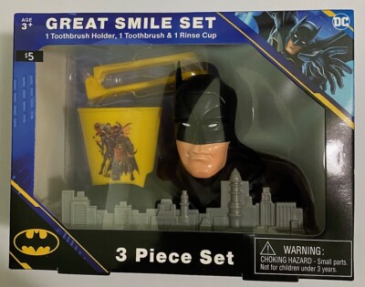 Batman DC Comics Travel Toothbrush, Holder & Rinse Cup Great Smile Set