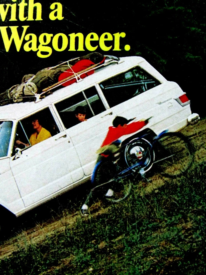 Jeep Wagoneer 1966 de colección dos veces el control en peligro anuncio impreso original 8,5 x 11" Foto 3 de 4