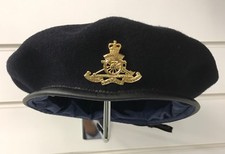 Royal Artillery Blue Beret & Metal Badge, RA Army, Silk Lined, Wool, Small Crown