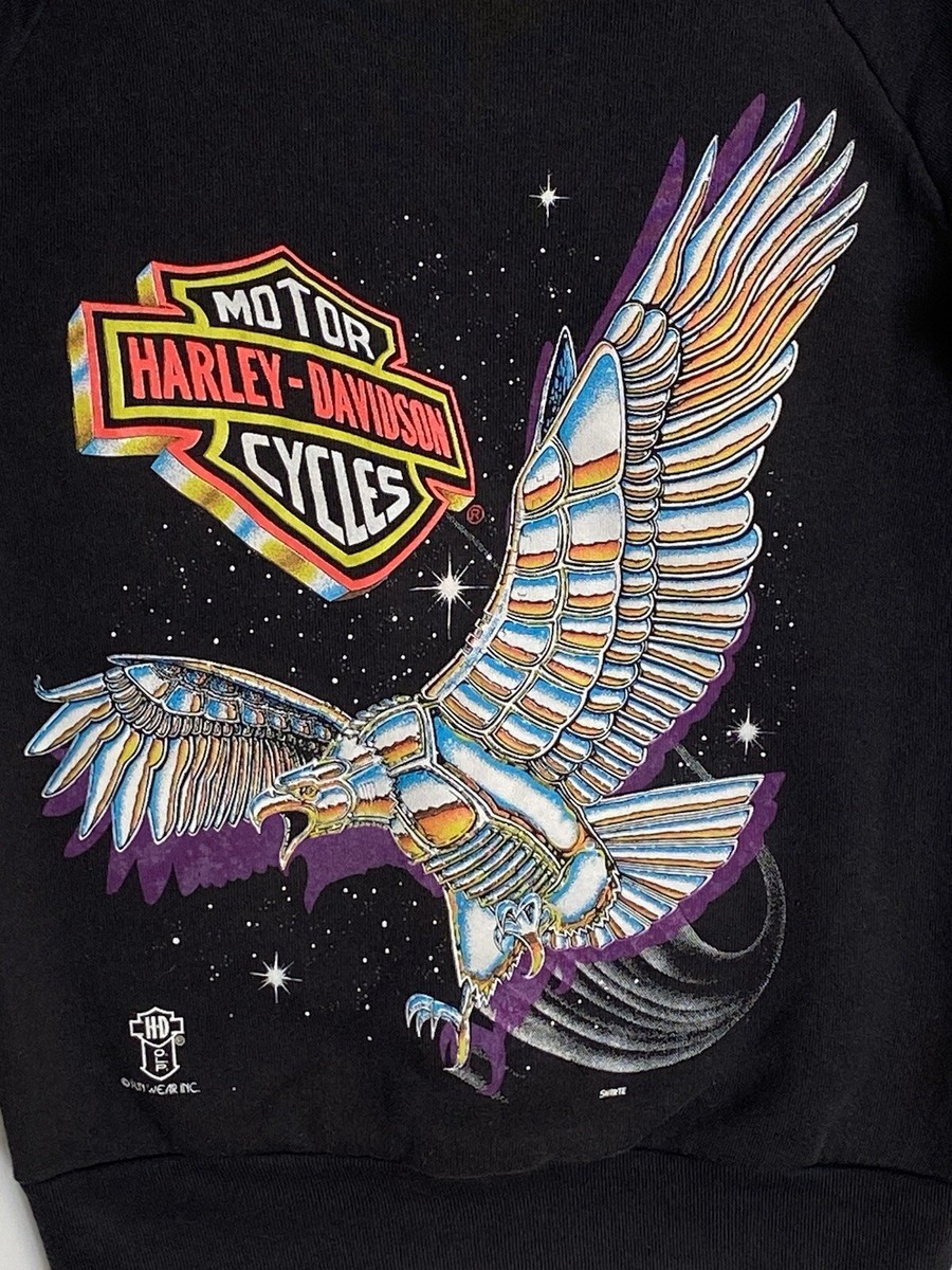 VTG MEDIUM Harley Davidson Sweat Shirt Chrome Eagle Black VTG MEDIUM Harley Davidson Sweat Shirt Chrome Eagle Black