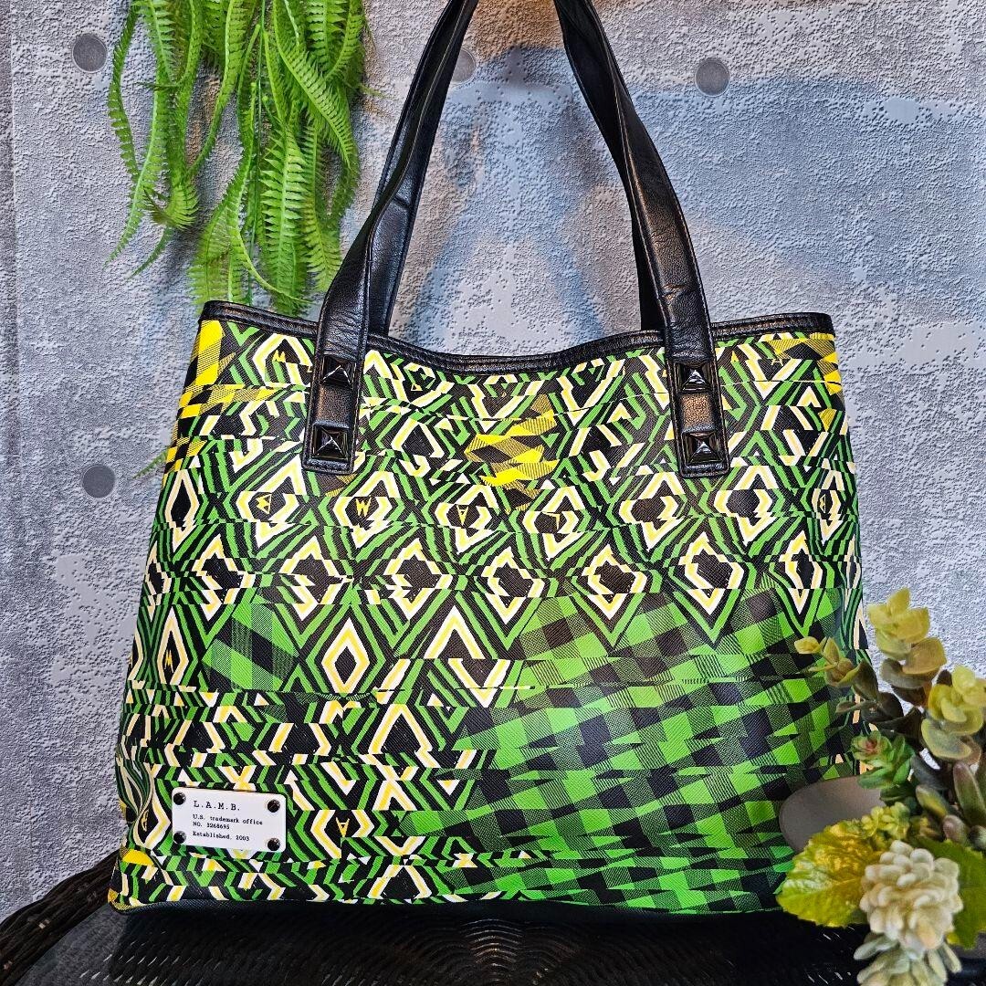 L.A.M.B. Tote Bag Handbag Green H 12.20 x W 16.14 x D 5.90 inches 