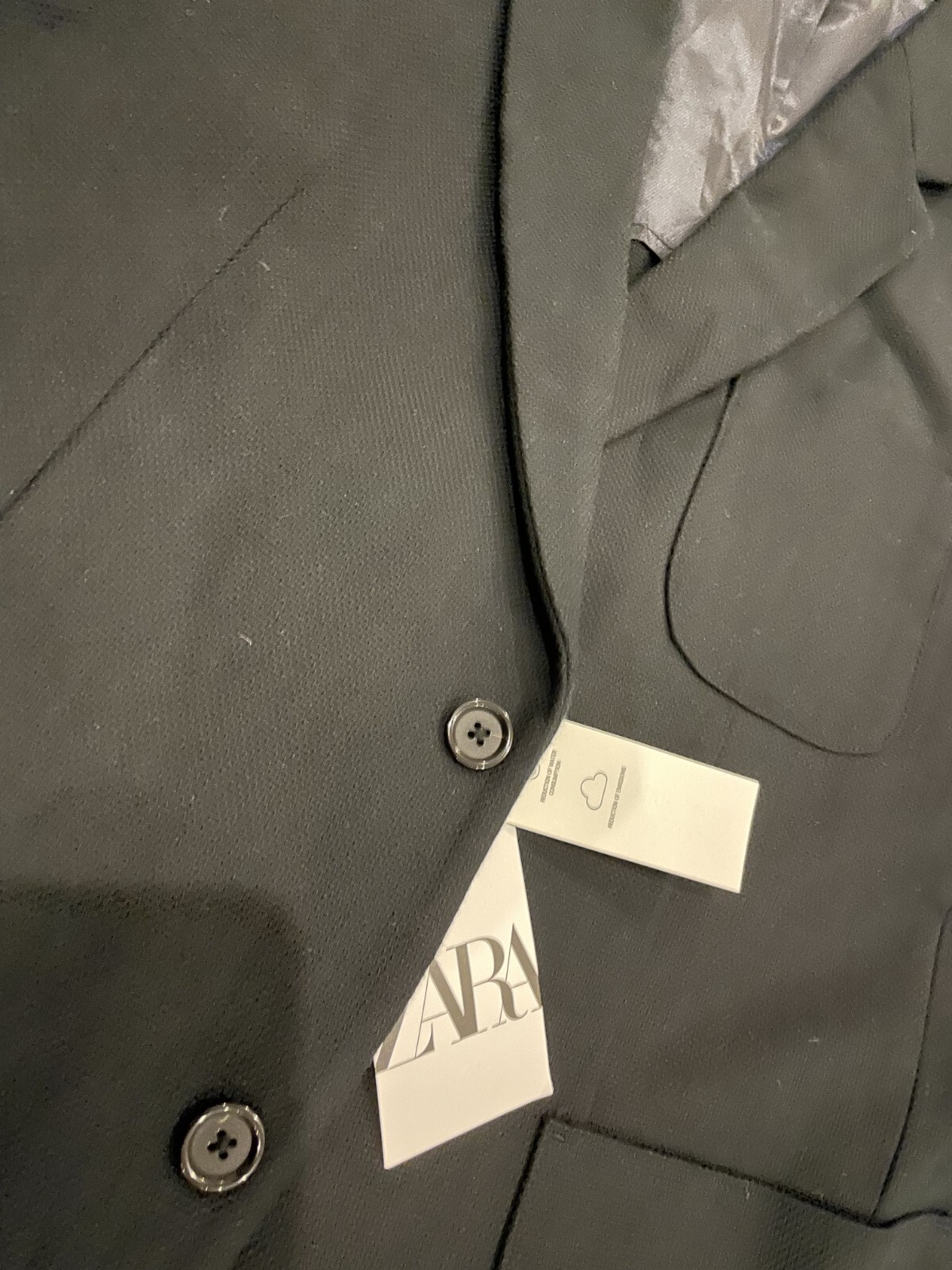 Zara Men's Dark Navy Textured Blazer UK44/EU54 - BNWT Regular Fit image 8
